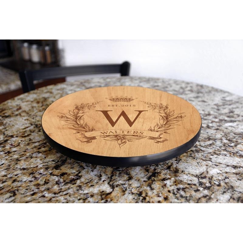 ADD YOUR NAME MONOGRAM Lazy Susan – 3 Different Sizes – Table Top – Handcrafted in USA