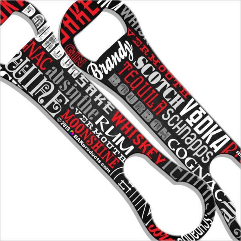 Alcohol Word Collage V-Rod Bottle Opener