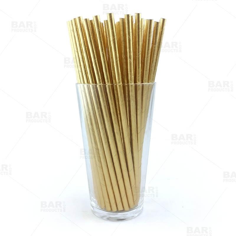 BarConic Gold Paper Straws – Pack of 100