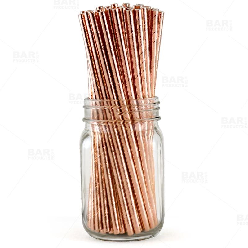 BarConic Metallic Copper Paper Straws (Pack of 100)