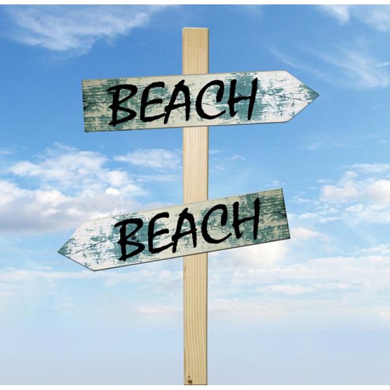 Beach Wood Arrow Sign|Beach- Left|Beach- Right|Wood Stick for Arrow Sign