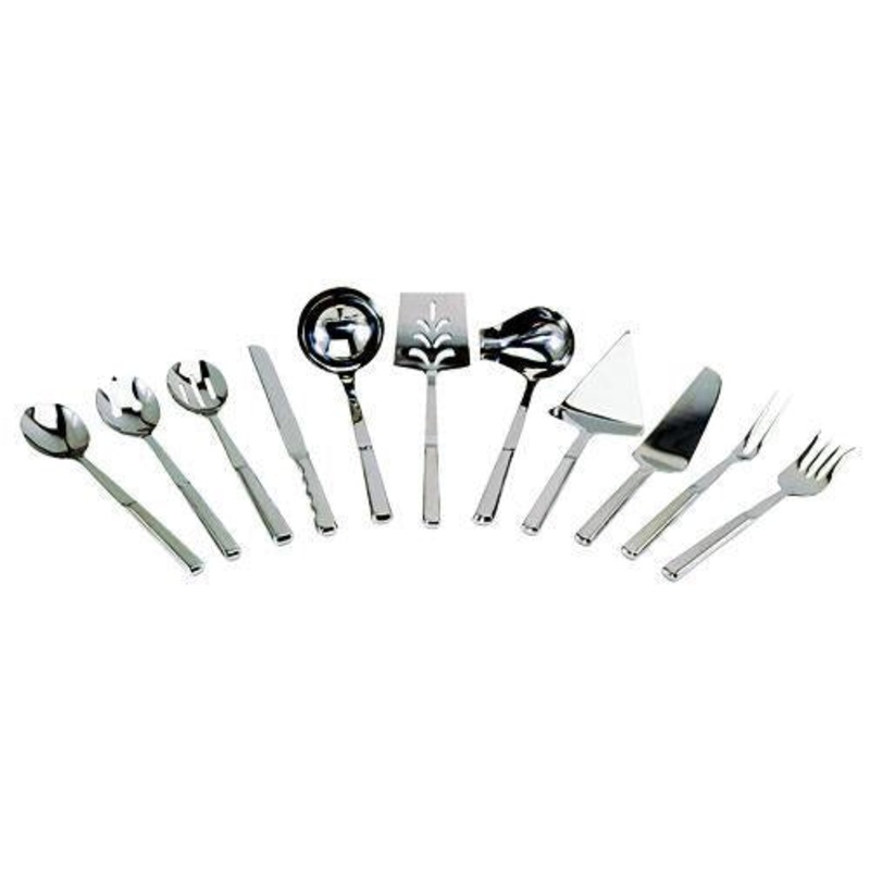 Hollow Handle Buffetware|Slotted Spoon 11 3/4″|Notched Salad Spoon 11 3/4″|Deep Ladle 12 1/4″|Pastry Server 10 3/4″|Pot Fork 12 1/2″|Carving Knife 13 3/4″|Perforated Turner 14 1/4″