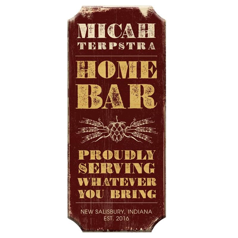 HOME BAR – CUSTOMIZABLE Wood Plaque Sign – Color Options
