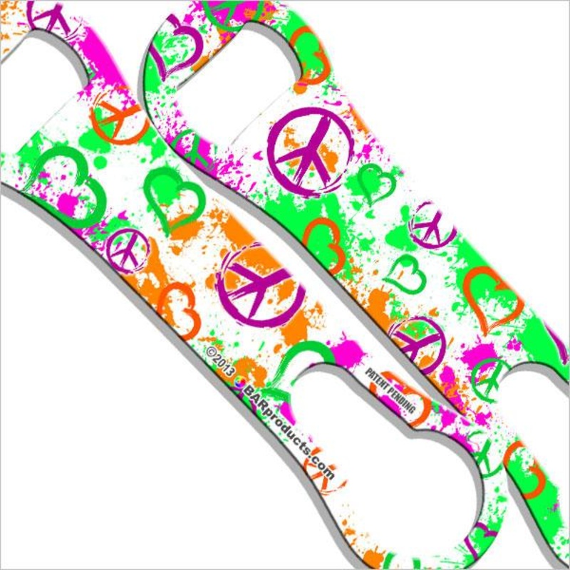 Painted Peace & Love V-Rod Bottle Opener