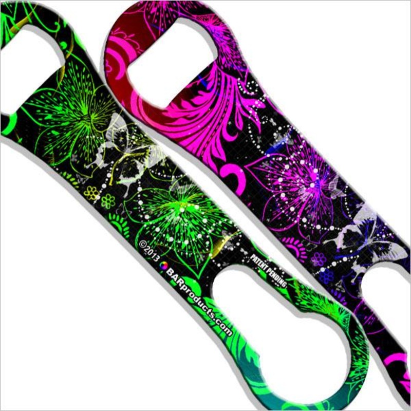 Pink & Green Floral V-Rod Bottle Opener