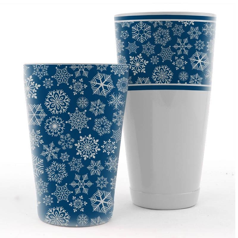 Shaker Set – Blue / White Snowflake Pattern – 28oz and 18oz Shaker Tins
