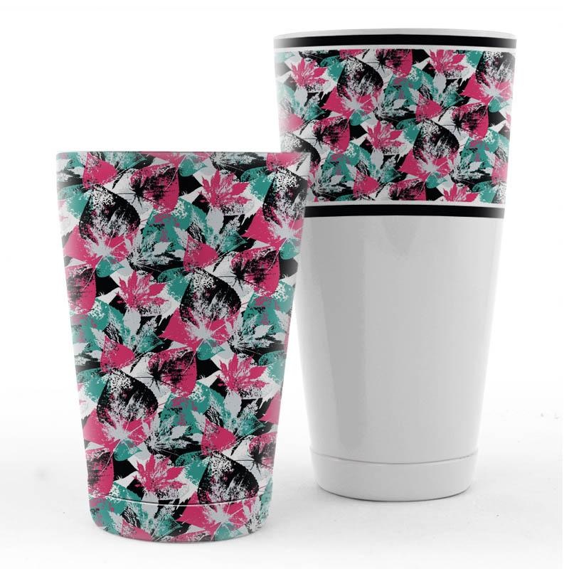 Shaker Set – Grunge Leaves Pattern – 28oz and 18oz Shaker Tins