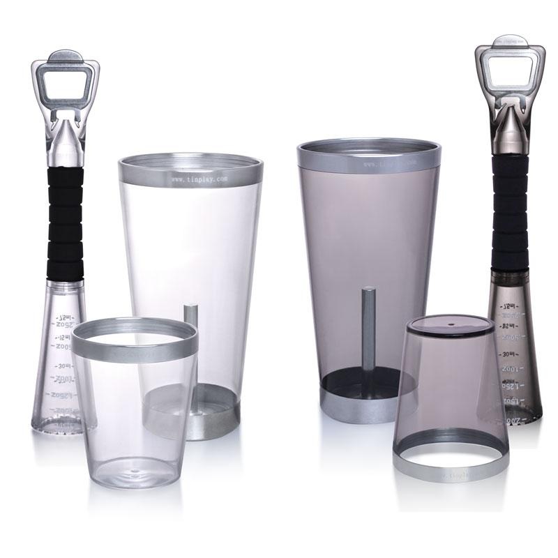TIN PLAY Innovative Barware|Muddler 4-in-1  – Clear|3 Pieces Bartending Set – Clear|3 Pieces Bartending Set – Smoke