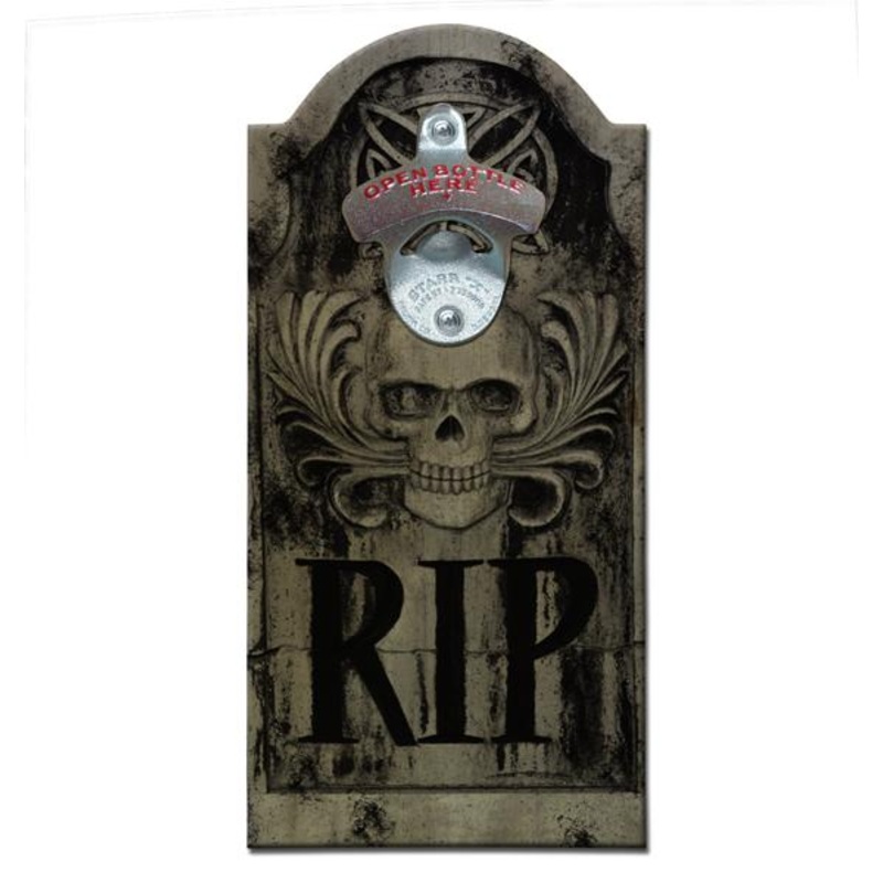 Wooden Bottle Opener with Magnetic Cap Catcher – Gravestone