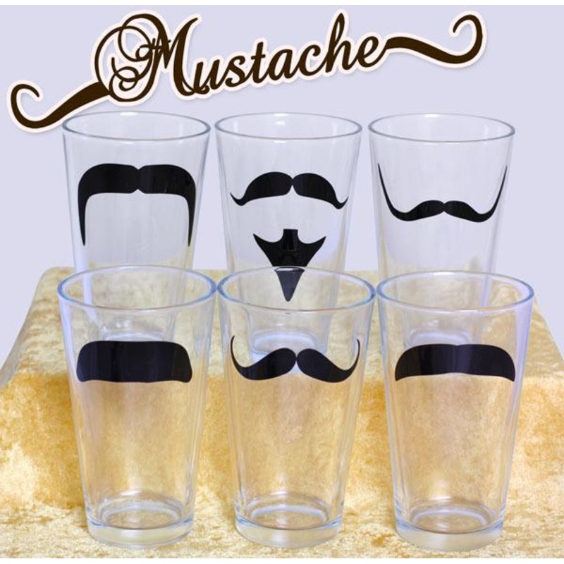 6 Pack of Mustache Pint Glasses