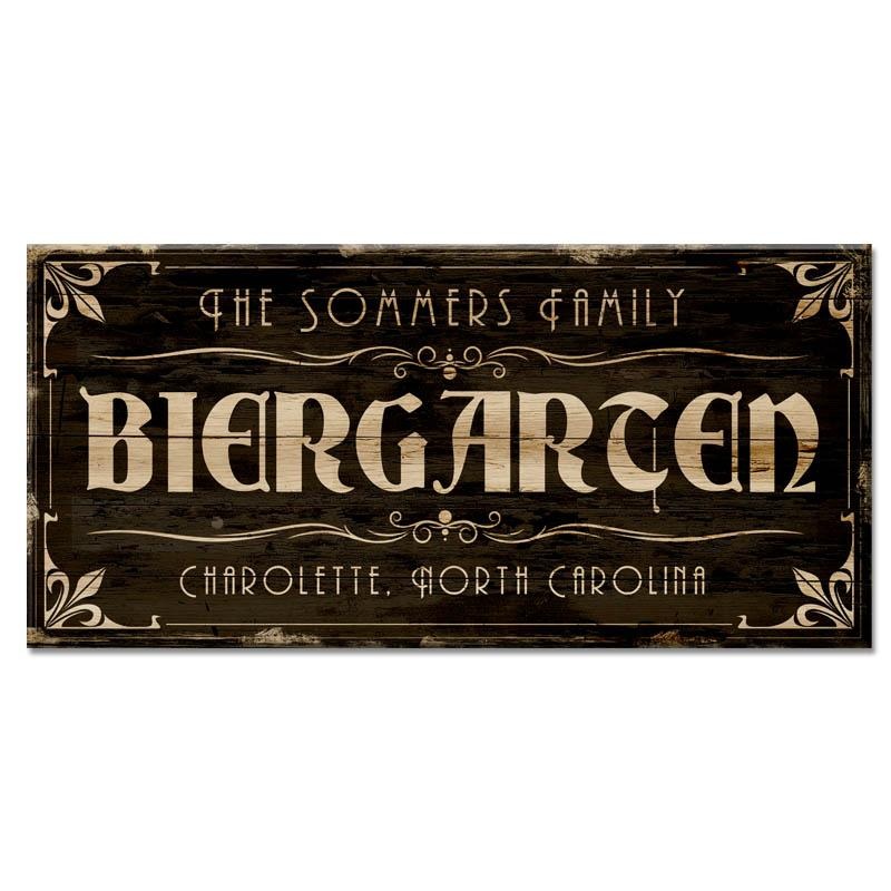 BIERGARTEN – CUSTOMIZABLE Large Vintage Wooden Bar Sign – 11 3/4 x 23 3/4