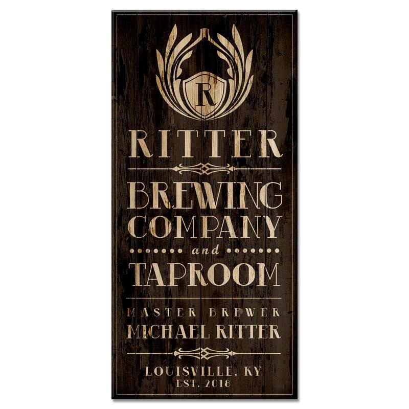 BREWING COMPANY – CUSTOMIZABLE Large Vintage Wooden Bar Sign – 11 3/4 x 23 3/4
