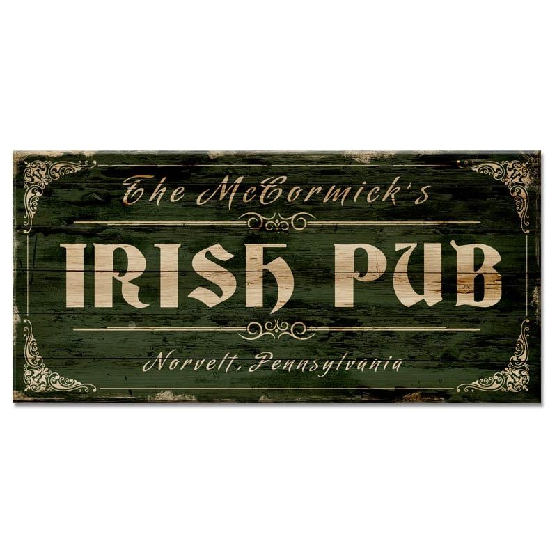 IRISH PUB – CUSTOMIZABLE Large Vintage Wooden Bar Sign – 11 3/4 x 23 3/4