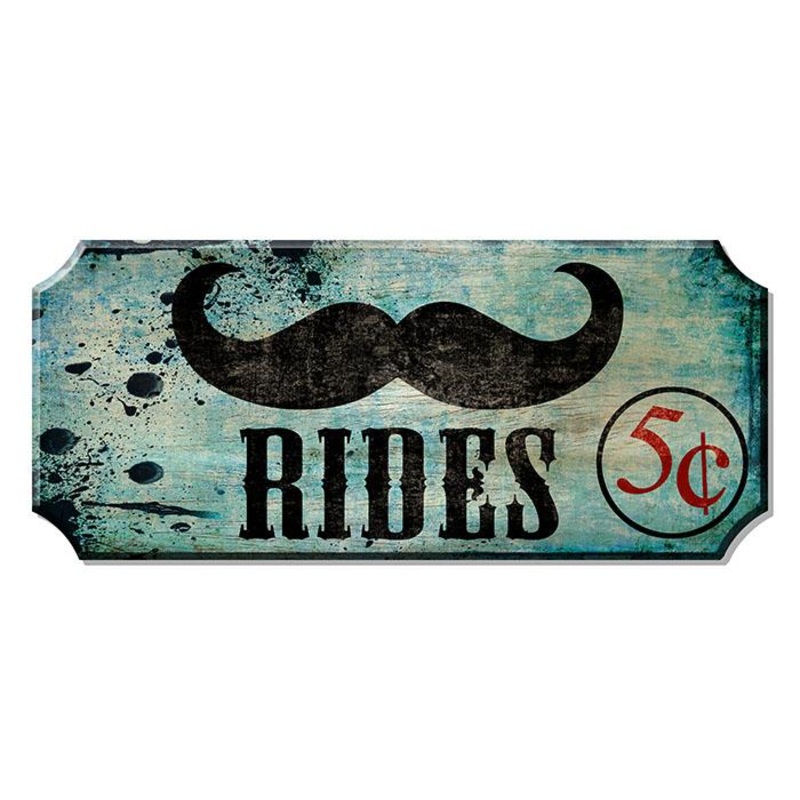 Mustache Rides – Wood Plaque Kolorcoat Sign