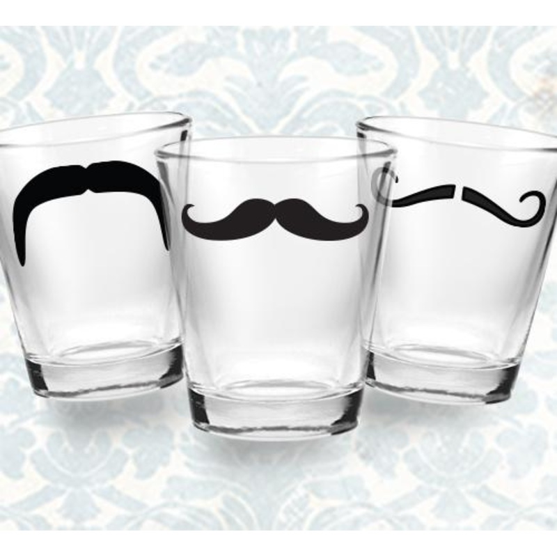 Mustache Shot Glass Sets|Clear Shot Glasses|Black Shot Glasses