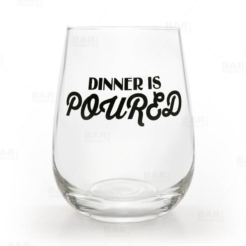 Stemless Wine Glass Dinner is Poured