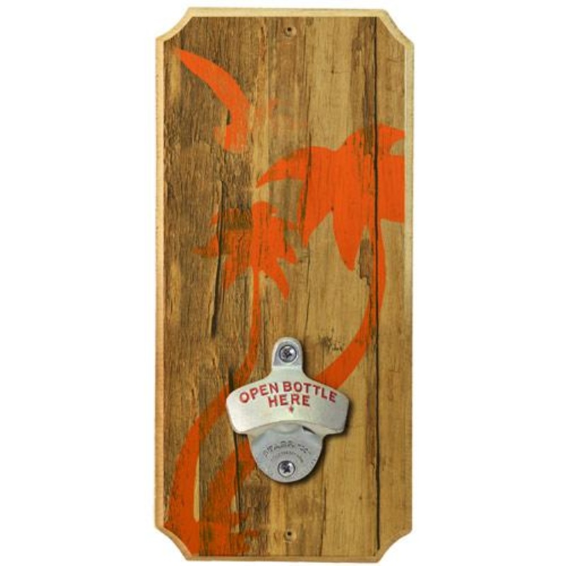 Wall Mounted Wood Plaque Bottle Opener – Palm Tree Bird