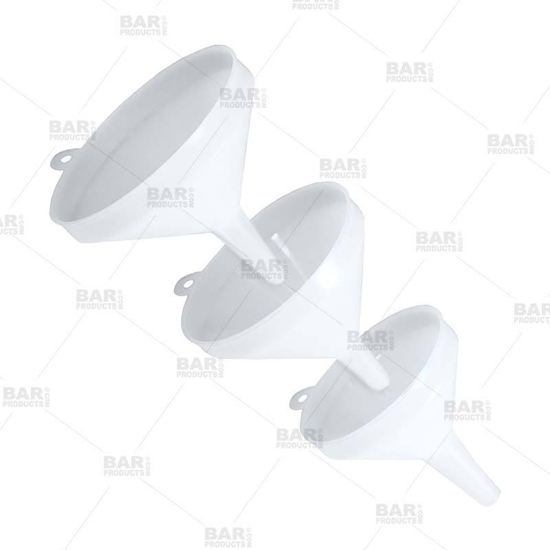 White Funnels – Plastic|4 1/8″ Dia – 8 Ounce|5 1/4″ Dia – 16 Ounce|6 1/8″ Dia – 32 Ounce