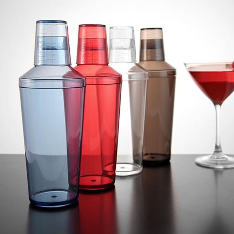 16oz 3 Piece Plastic Shakers|Clear|Blue|Red|Smoke