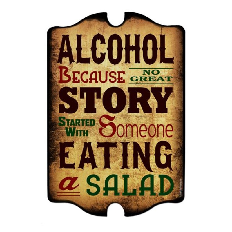 ALCOHOL Wood Plaque Bar Sign