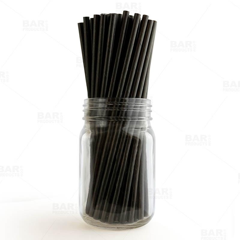 BarConic Biodegradable Black Paper Straws – 7 3/4 – 100 Pack