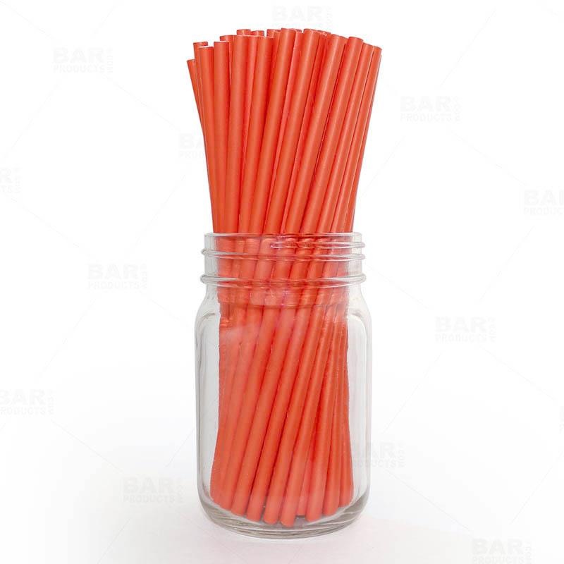 BarConic Biodegradable Orange Paper Straws – 7 3/4 – 100 Pack