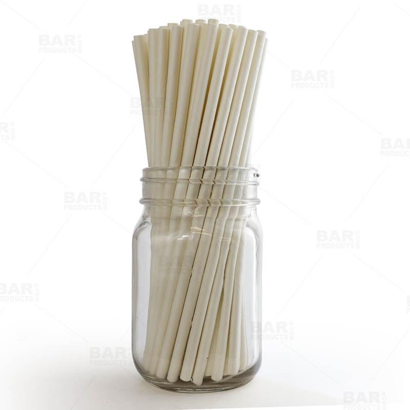 BarConic Biodegradable White Paper Straws – 7 3/4 – 100 Pack