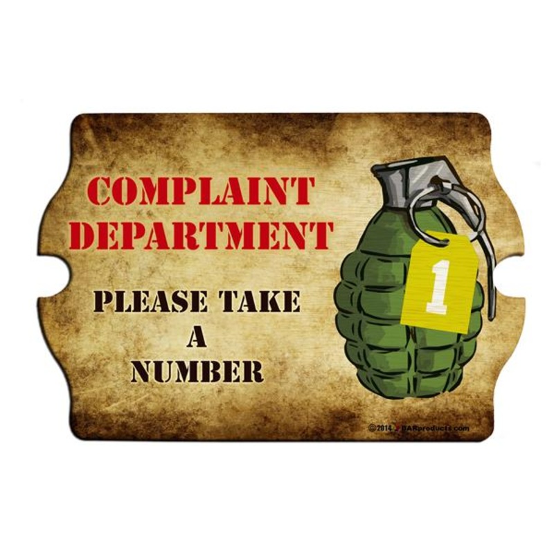 Complaint Department Wood Bar Sign