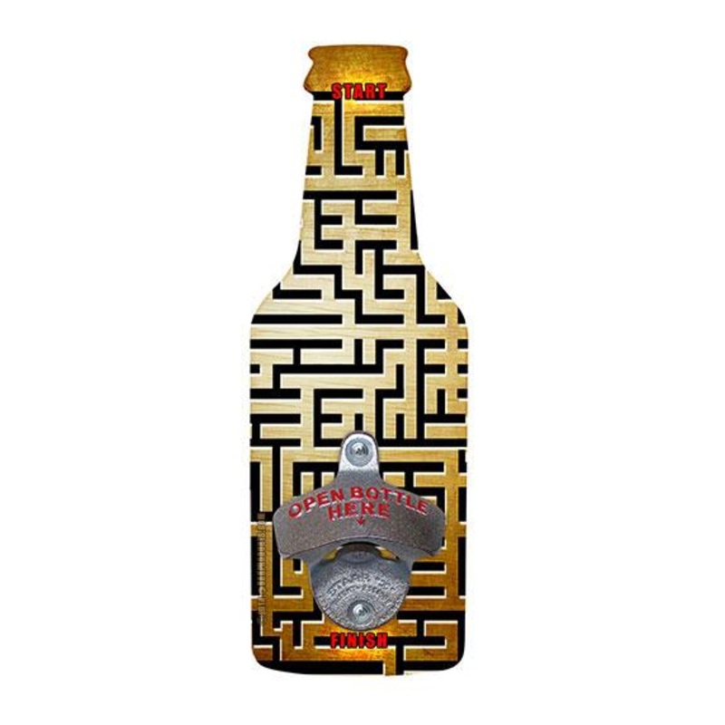 MAZE Beer Shaped Wooden Wall Bottle Opener