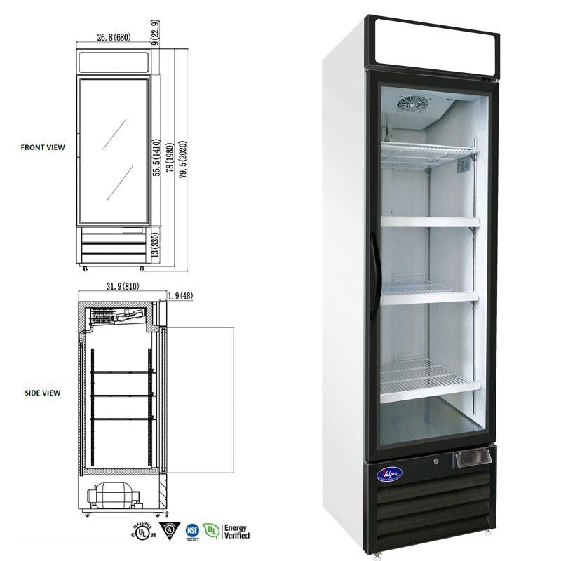 Refrigerator – Single Swing Glass Door – 23 CU. FT.