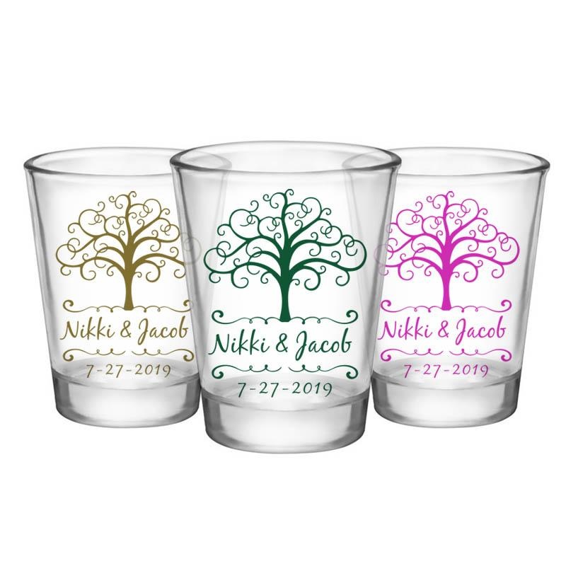 Wedding Shot Glass – Tree Of Life – CUSTOMIZABLE – 1.75oz Clear