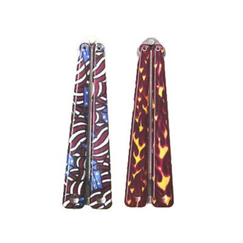 Balisong Bottle Blades|American Flag|Flames