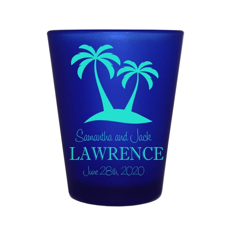 CUSTOMIZABLE Blue Frosted Shot Glass – 1.5 ounce – Palms