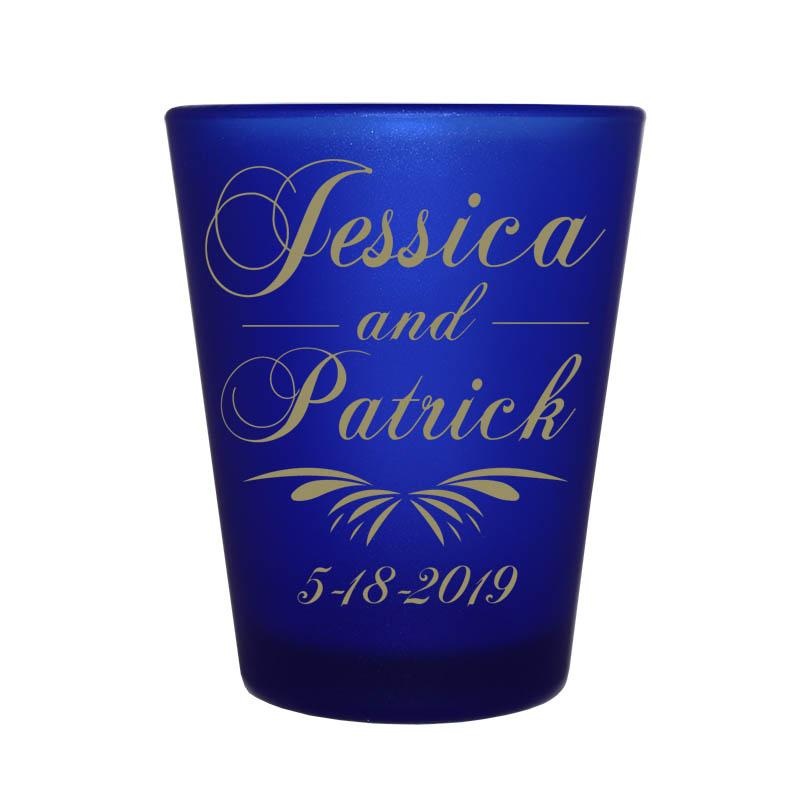 CUSTOMIZABLE Blue Frosted Shot Glass – 1.5 ounce – Simplistic
