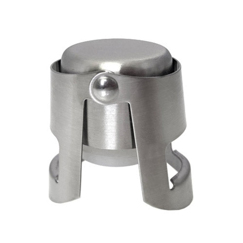 BarConic Brushed Stainless Button Style Champagne Stopper