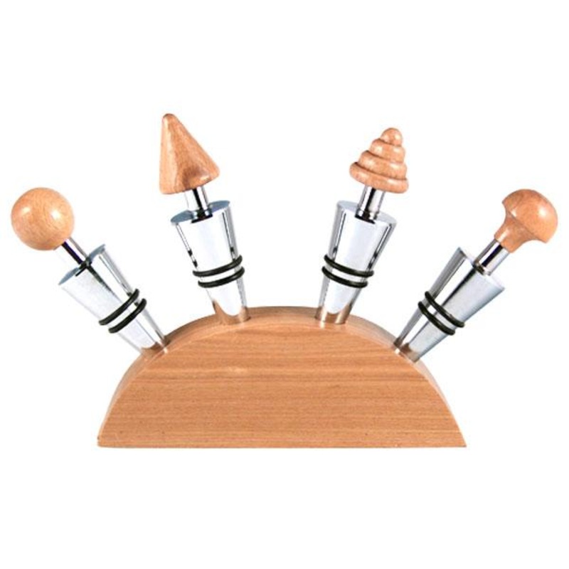 Blonde Wood Wine Stopper Set