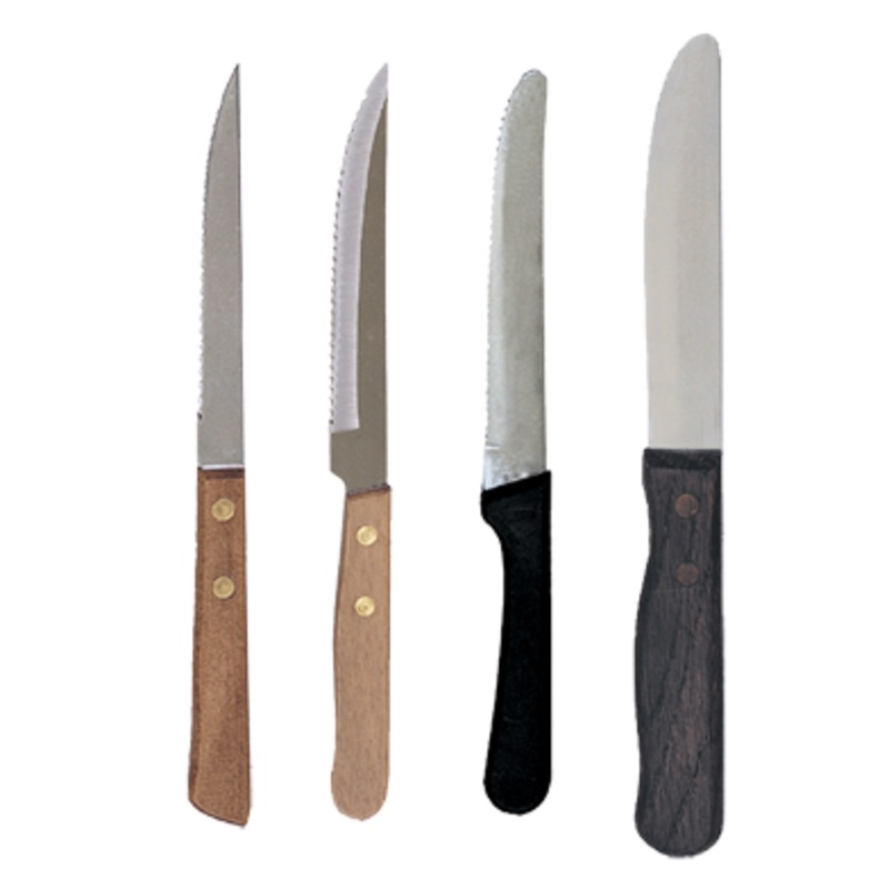 Steak Knives|Value Wood Handle – 4 1/4″ Blade|H/G Plastic Handle – Round Tip|Stained Wood Handle -5″ – HD