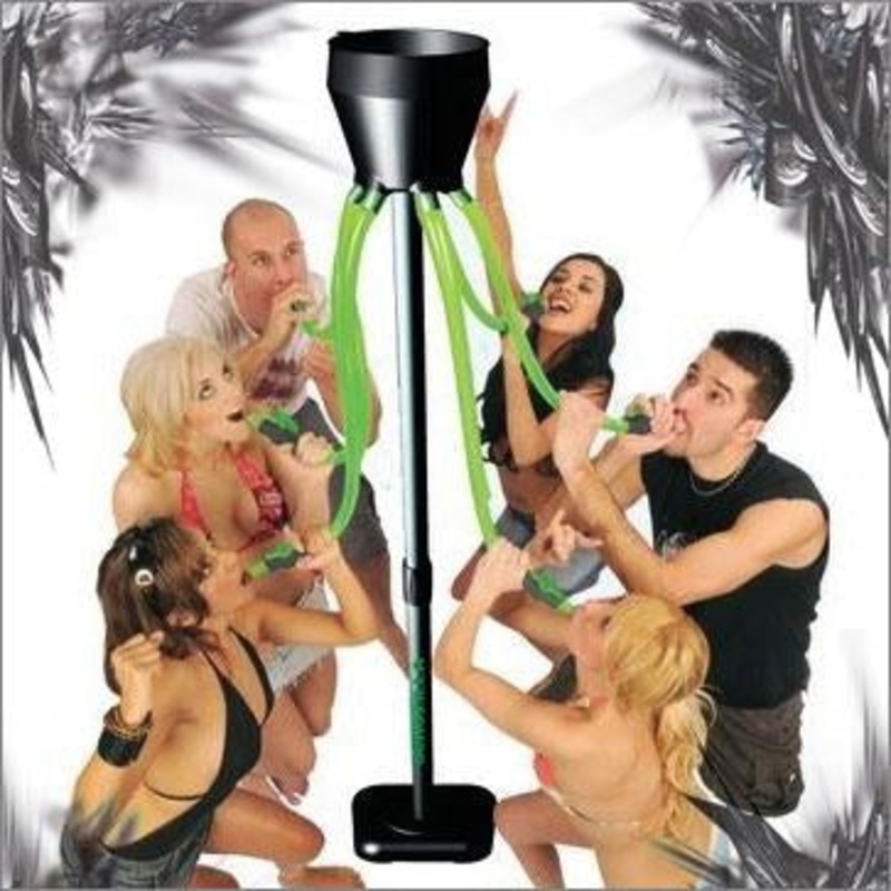 Bongzilla – 6 tube funnel beer bong mounted to a pole