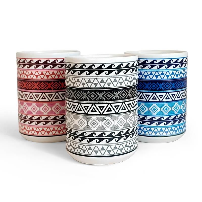 Ceramic Mugs – Aztec Pattern – Color Variants – 15 oz
