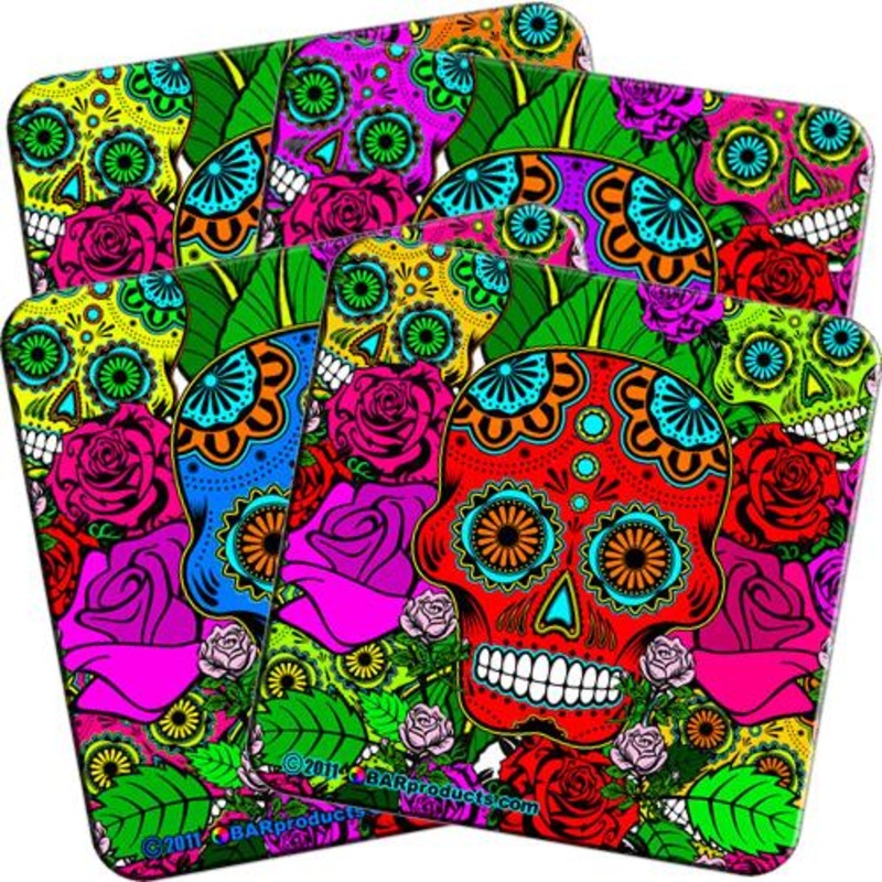 Cork Bottom Coaster – Sugar Skulls Series