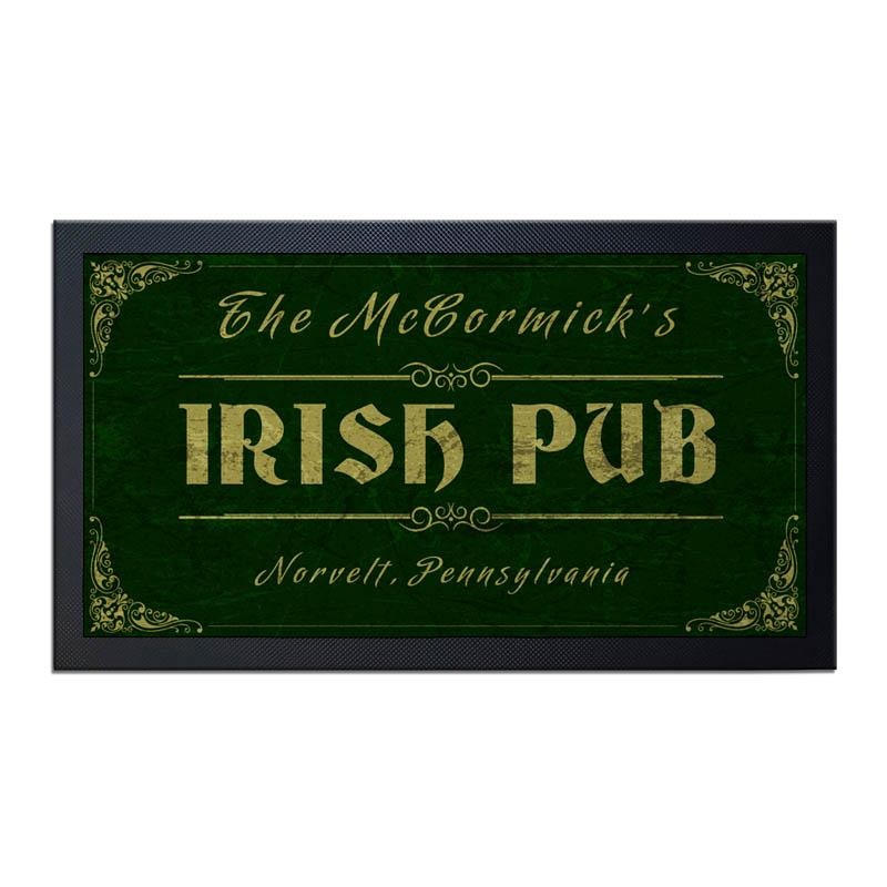 Custom Bar Service Mat – Irish Pub – 17.25 x 10