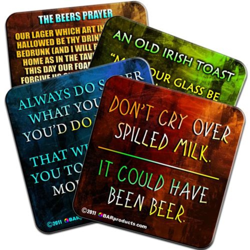 Drinking Theme Cork Bottom Coasters – 4