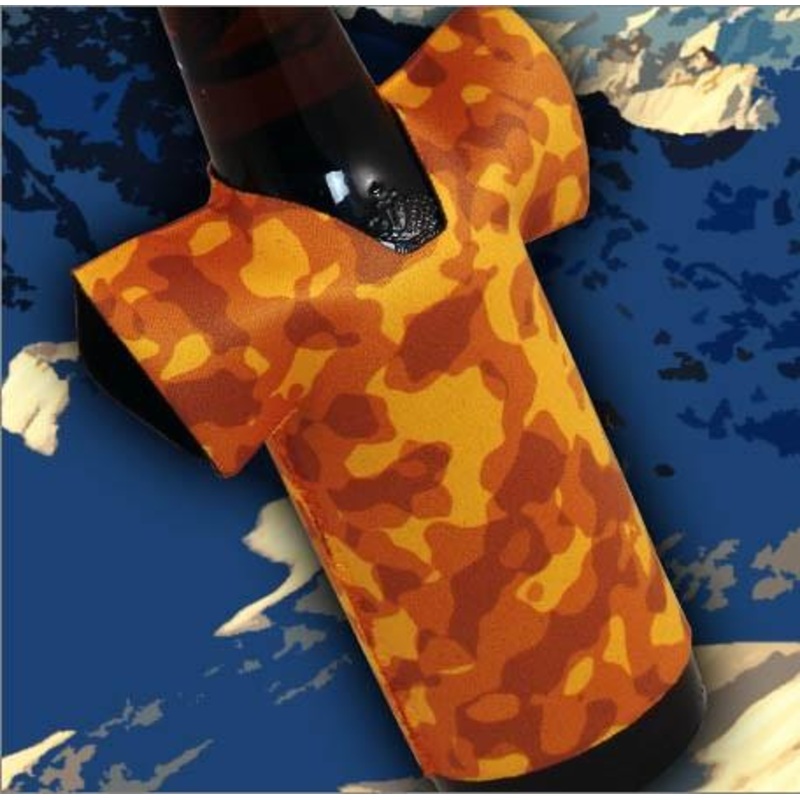 T-Shirt Style Bottle Cooler – Camo Blaze