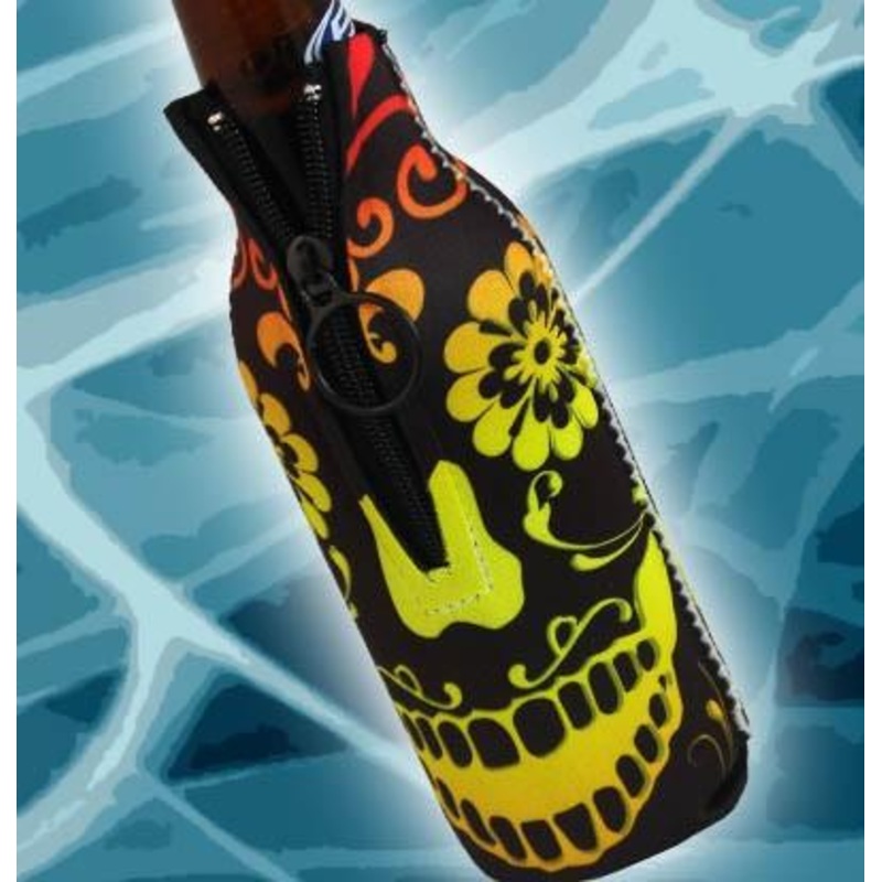 Zipper Style Bottle Cooler – Pretty Skull