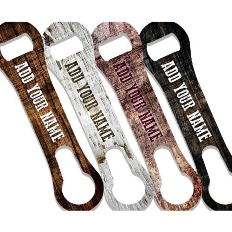 ADD YOUR NAME V-ROD Bottle Opener  Grunge Wood  Several Color Options