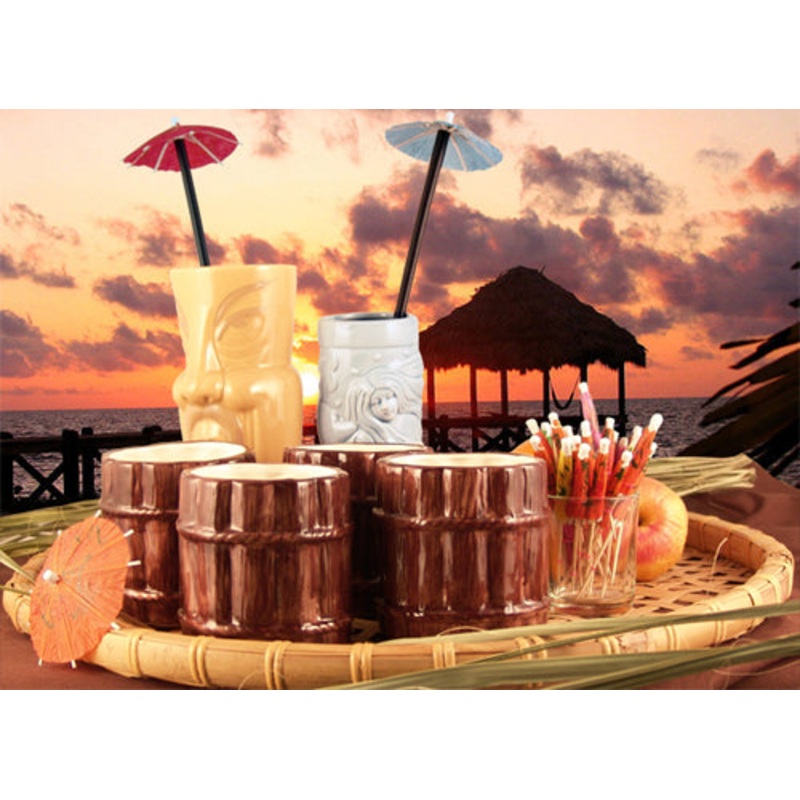 Ceramic Rum Barrel Tiki Mug – 12 oz