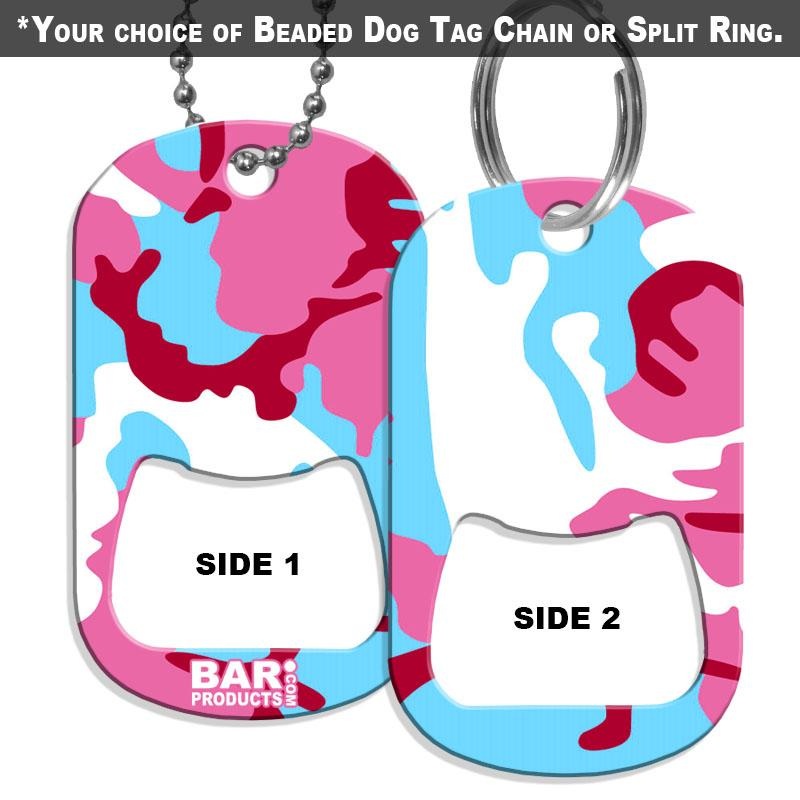 Dog Tag Bottle Opener – Blue / Pink Camo