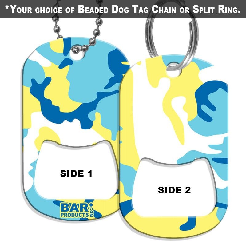 Dog Tag Bottle Opener – Blue / Yellow Camo