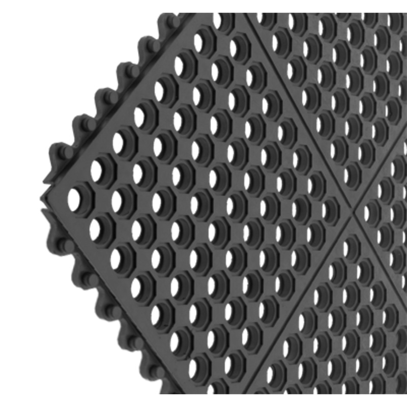 Interlocking Rubber Floor Mat-Black, Anti-fatigue