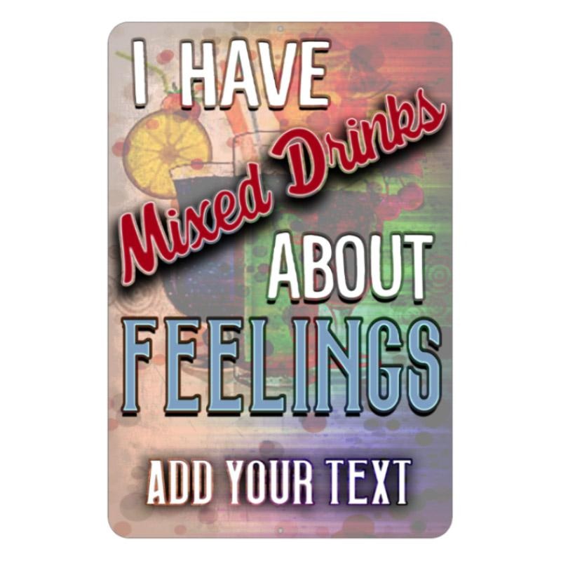 Mixed Drinks Metal Bar Sign – Customized – 12 x 18